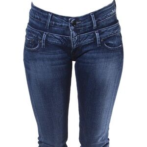 Women's Dark Blue Low-Rise Stretch Jeans